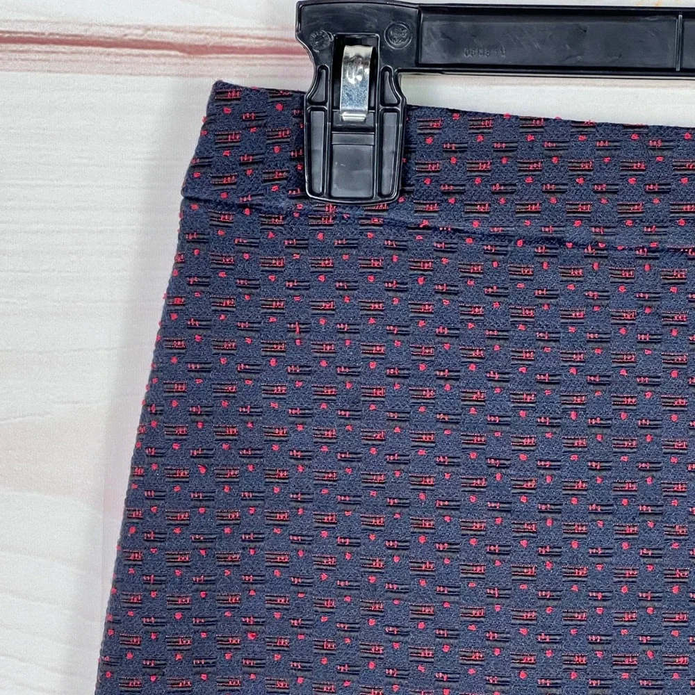 Ann‎ Taylor Skirt Womens 10 Blue Red Texture Pencil Straight Lined Knee Length